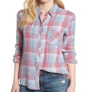Rails Hunter Plaid Laguna Rayon Soft Flannel Long Sleeve Shirt Extra Small XS